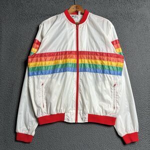 Vintage 80s Liki Liki Maui Hawaii Rainbow & White Lightweight Windbreaker Medium